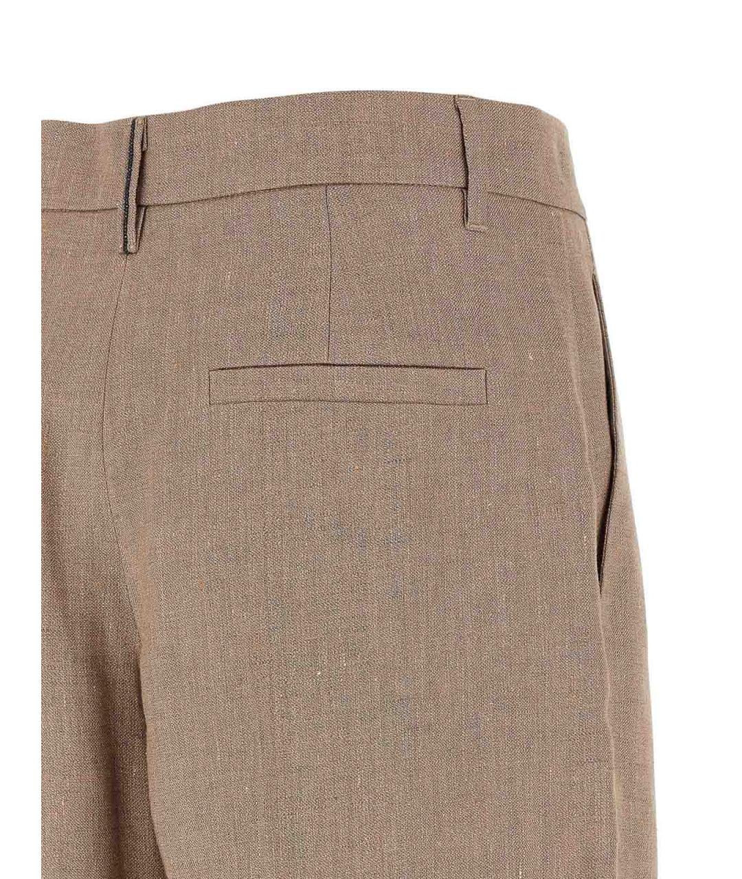 BRUNELLO CUCINELLI Розовые льняные брюки широкие, фото 4