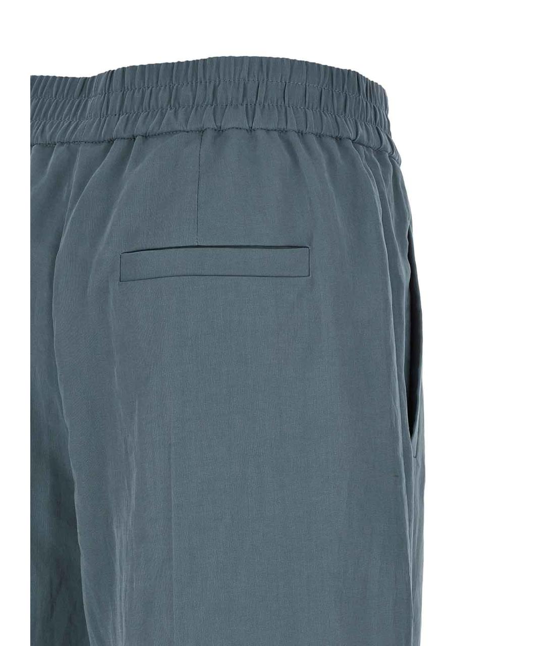 BRUNELLO CUCINELLI Синие хлопковые брюки широкие, фото 4