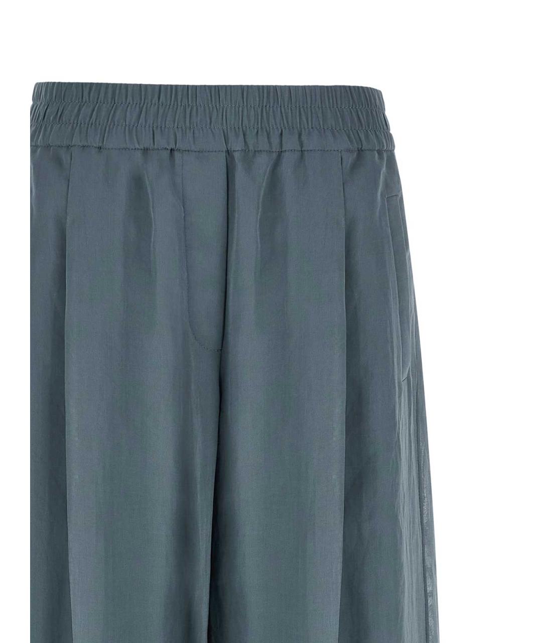 BRUNELLO CUCINELLI Синие хлопковые брюки широкие, фото 3