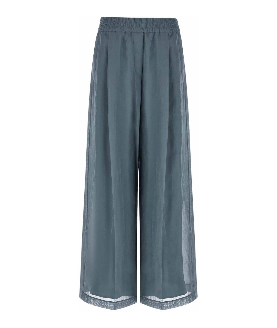 BRUNELLO CUCINELLI Синие хлопковые брюки широкие, фото 1