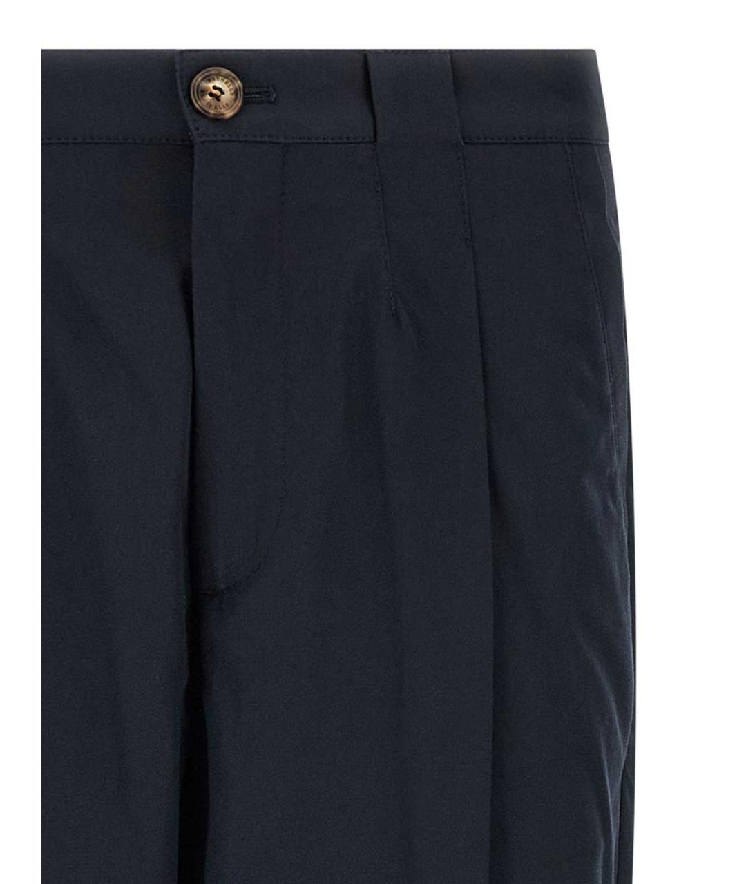 BRUNELLO CUCINELLI Темно-синие хлопковые повседневные брюки, фото 3
