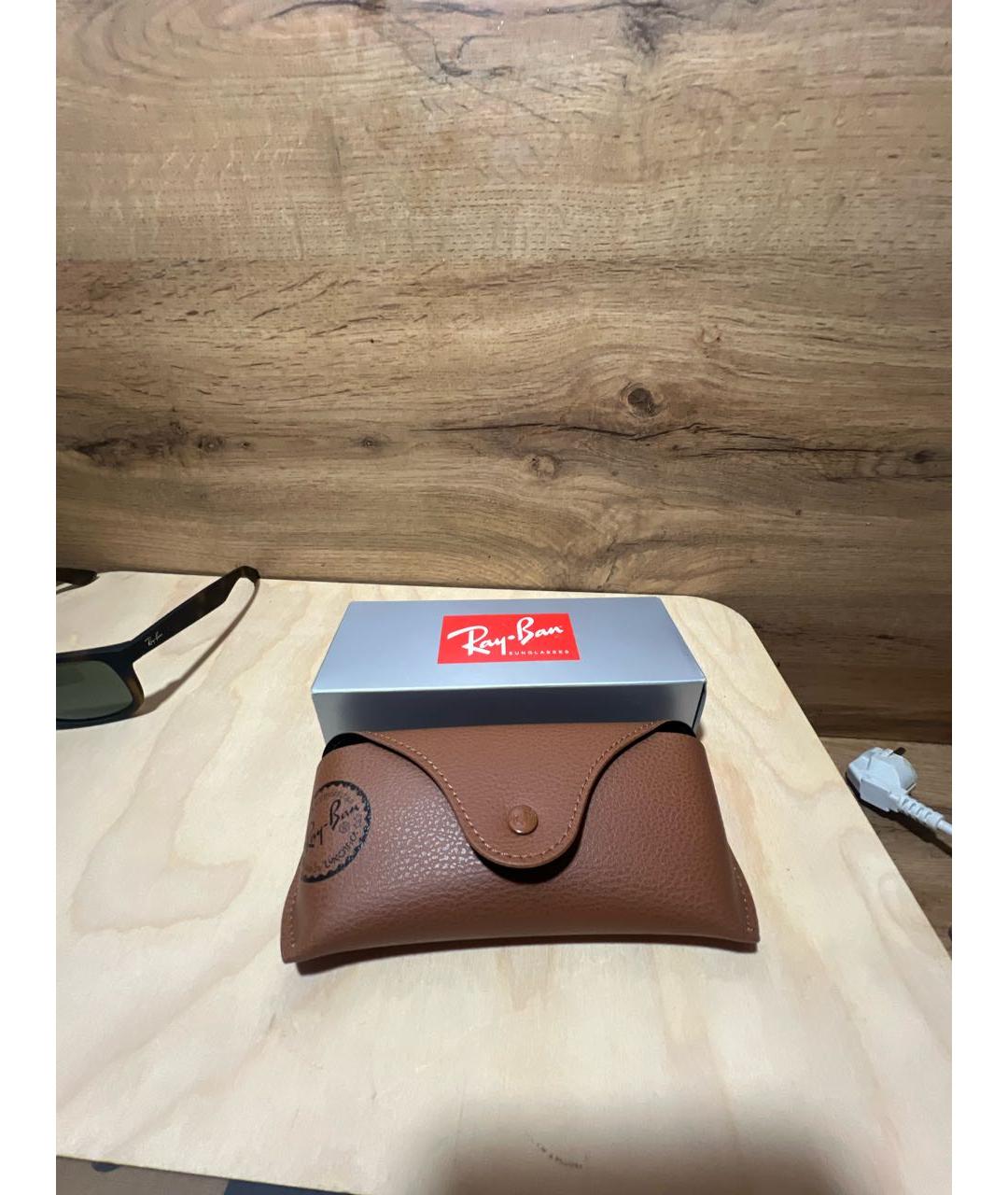 RAY BAN Коричневые пластиковые солнцезащитные очки, фото 4