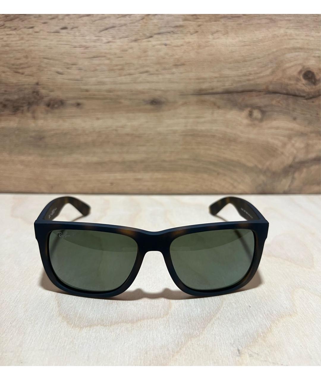 RAY BAN Коричневые пластиковые солнцезащитные очки, фото 8