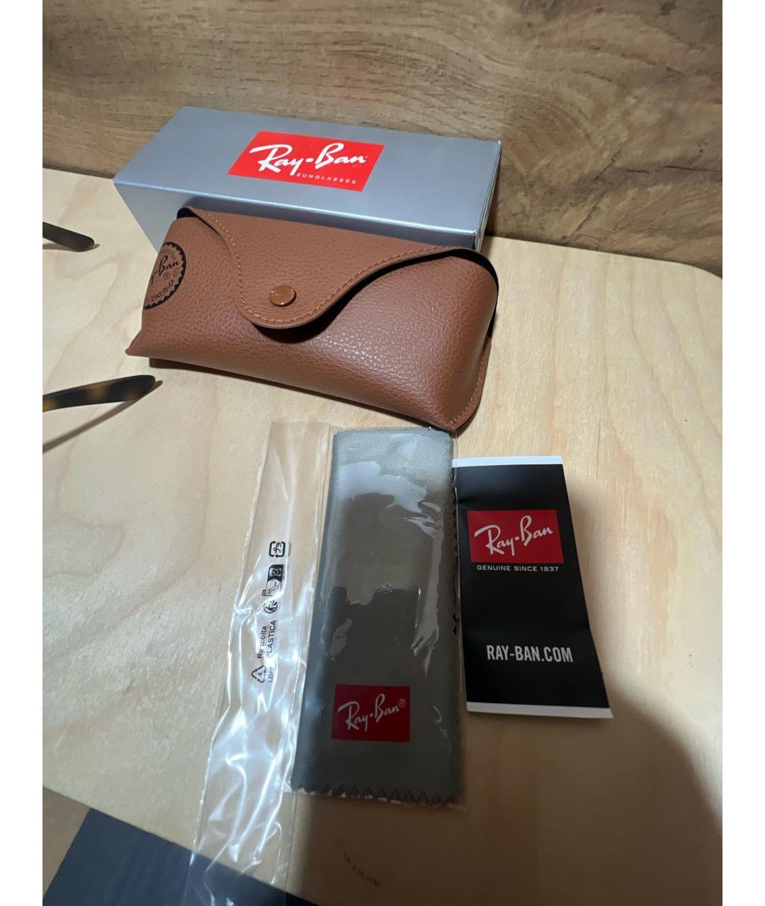 RAY BAN Коричневые пластиковые солнцезащитные очки, фото 6