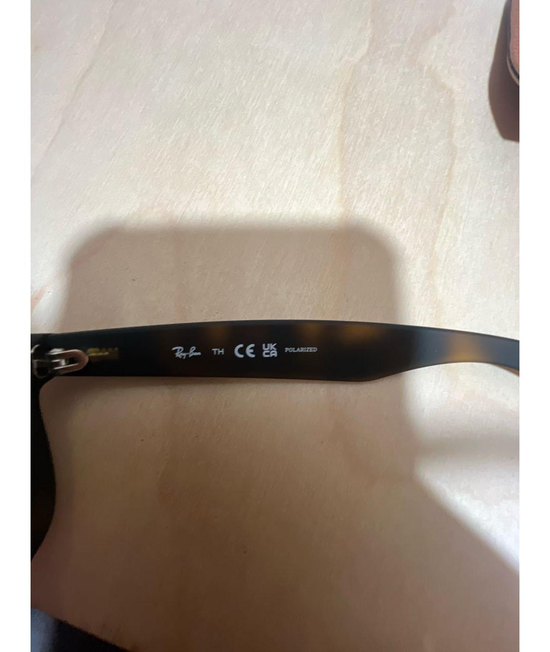 RAY BAN Коричневые пластиковые солнцезащитные очки, фото 7