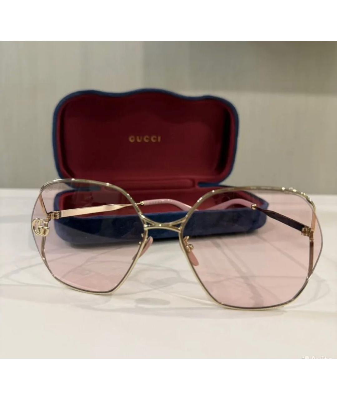 GUCCI Розовые металлические солнцезащитные очки, фото 3