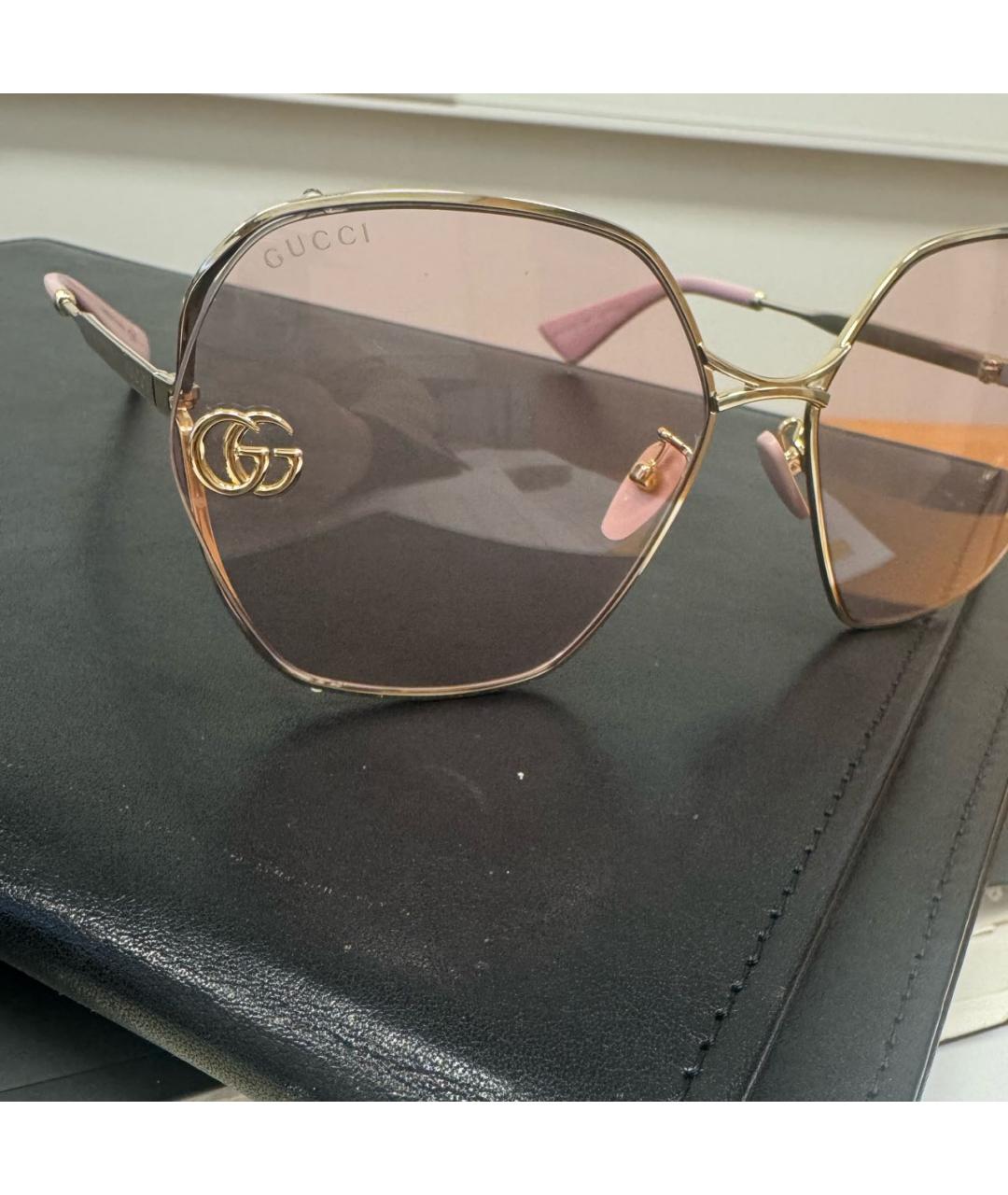 GUCCI Розовые металлические солнцезащитные очки, фото 5