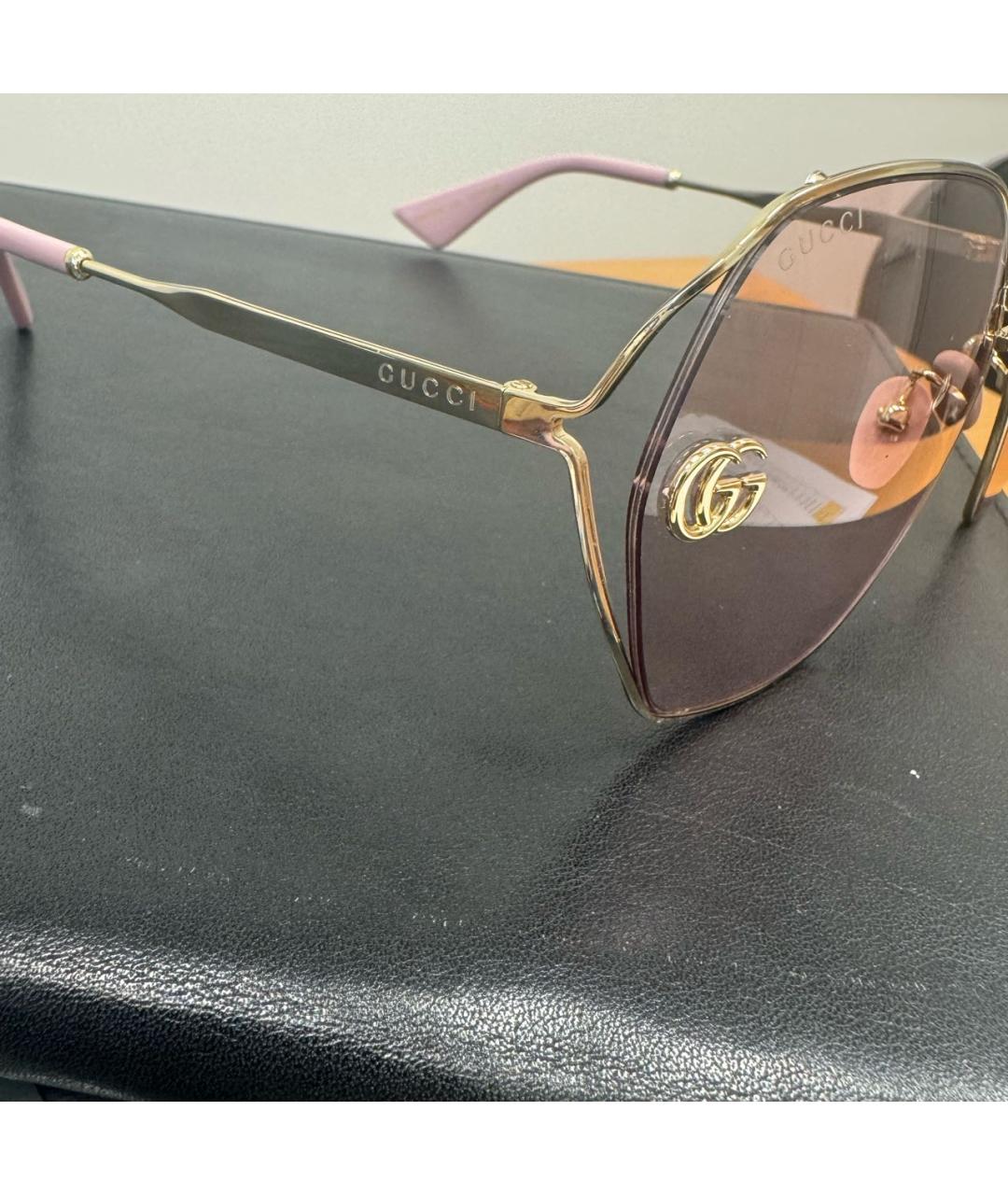 GUCCI Розовые металлические солнцезащитные очки, фото 2