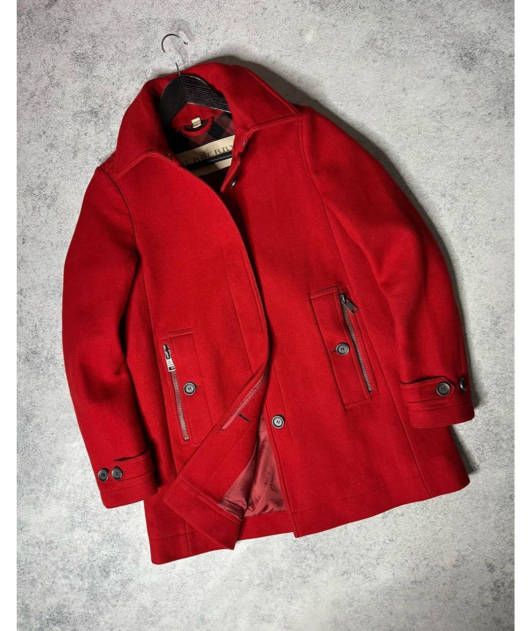 BURBERRY Красное шерстяное пальто, фото 9