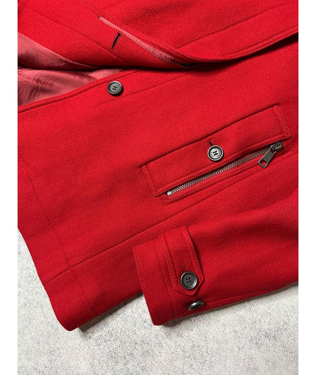 BURBERRY Красное шерстяное пальто, фото 4