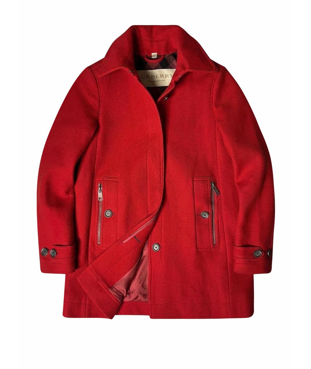 BURBERRY Красное шерстяное пальто, фото 1