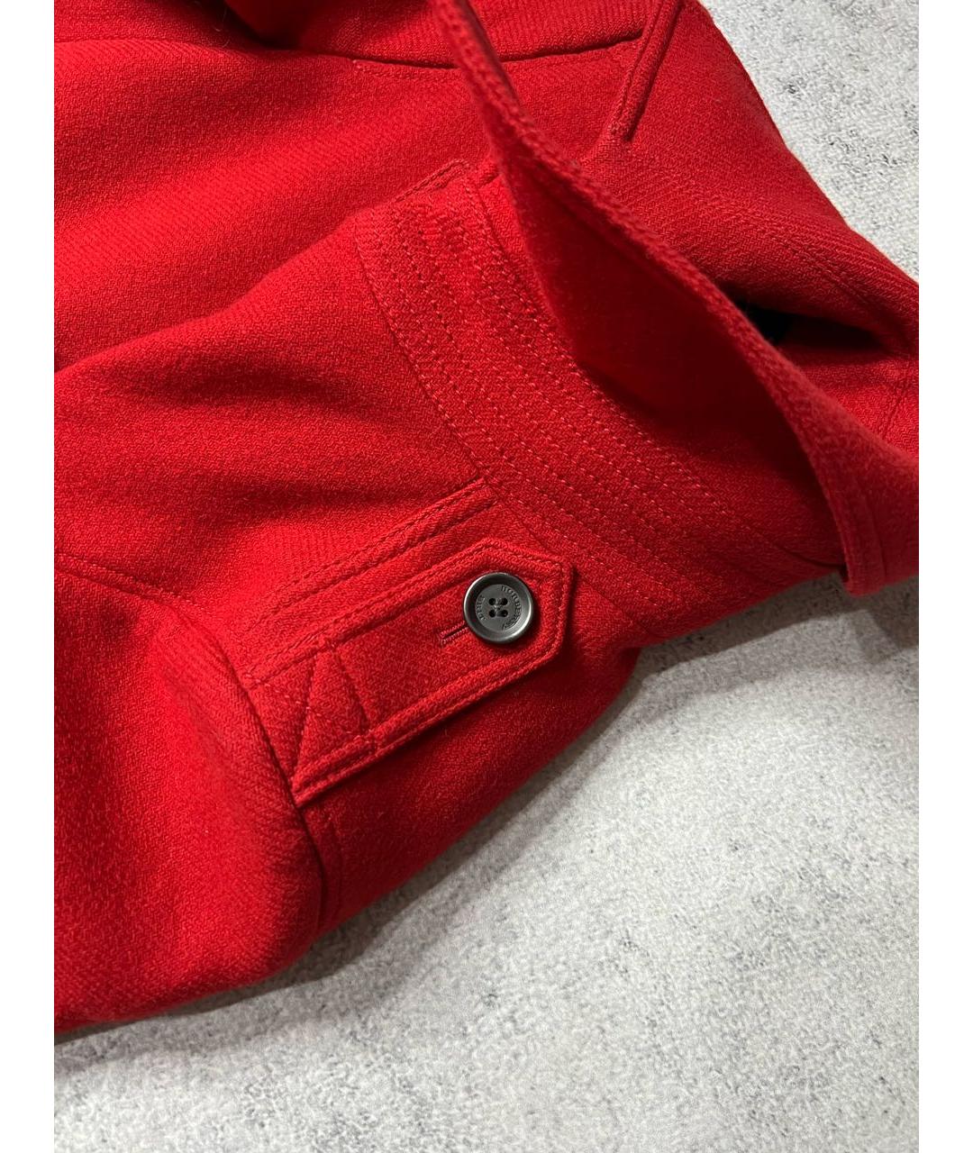 BURBERRY Красное шерстяное пальто, фото 8