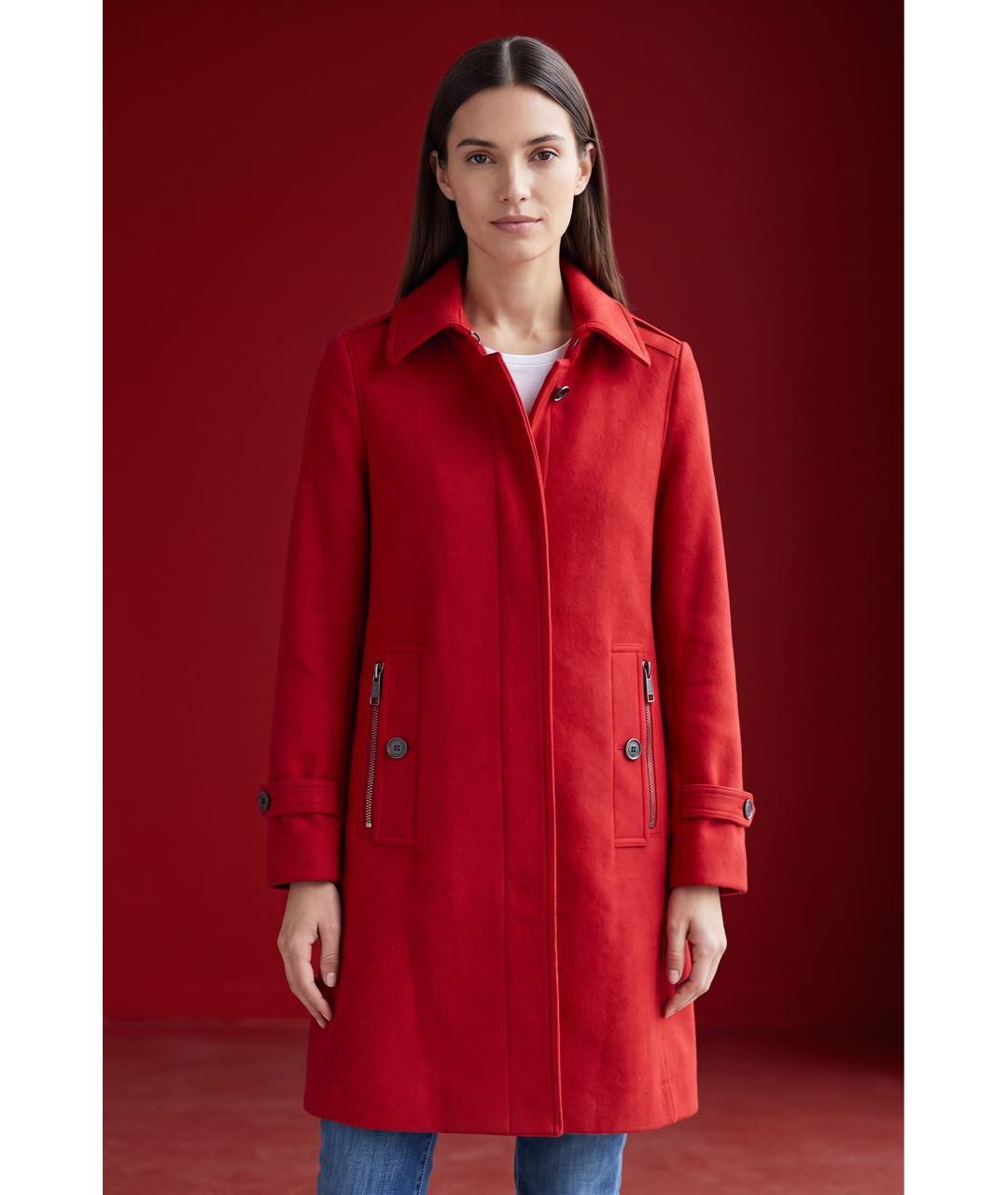 BURBERRY Красное шерстяное пальто, фото 2