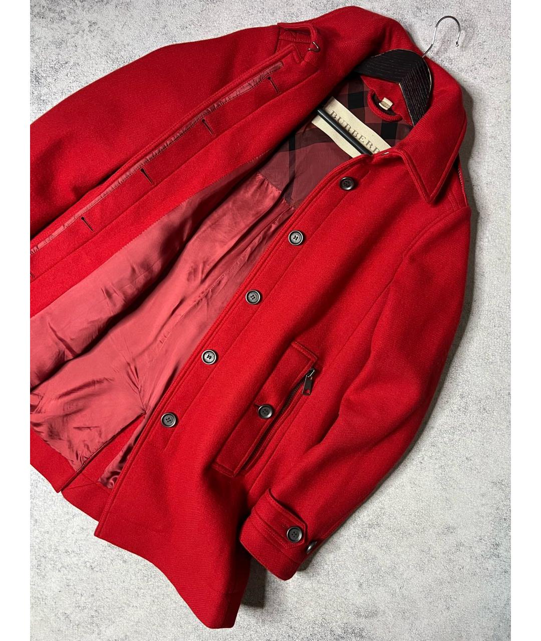 BURBERRY Красное шерстяное пальто, фото 3