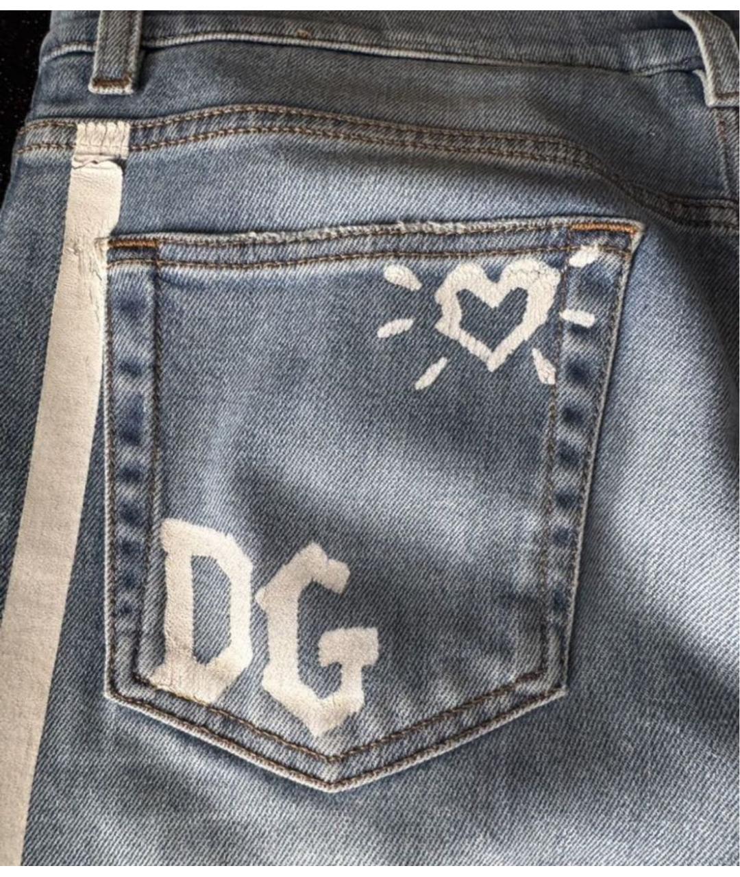 DOLCE&GABBANA Голубые хлопковые прямые джинсы, фото 3