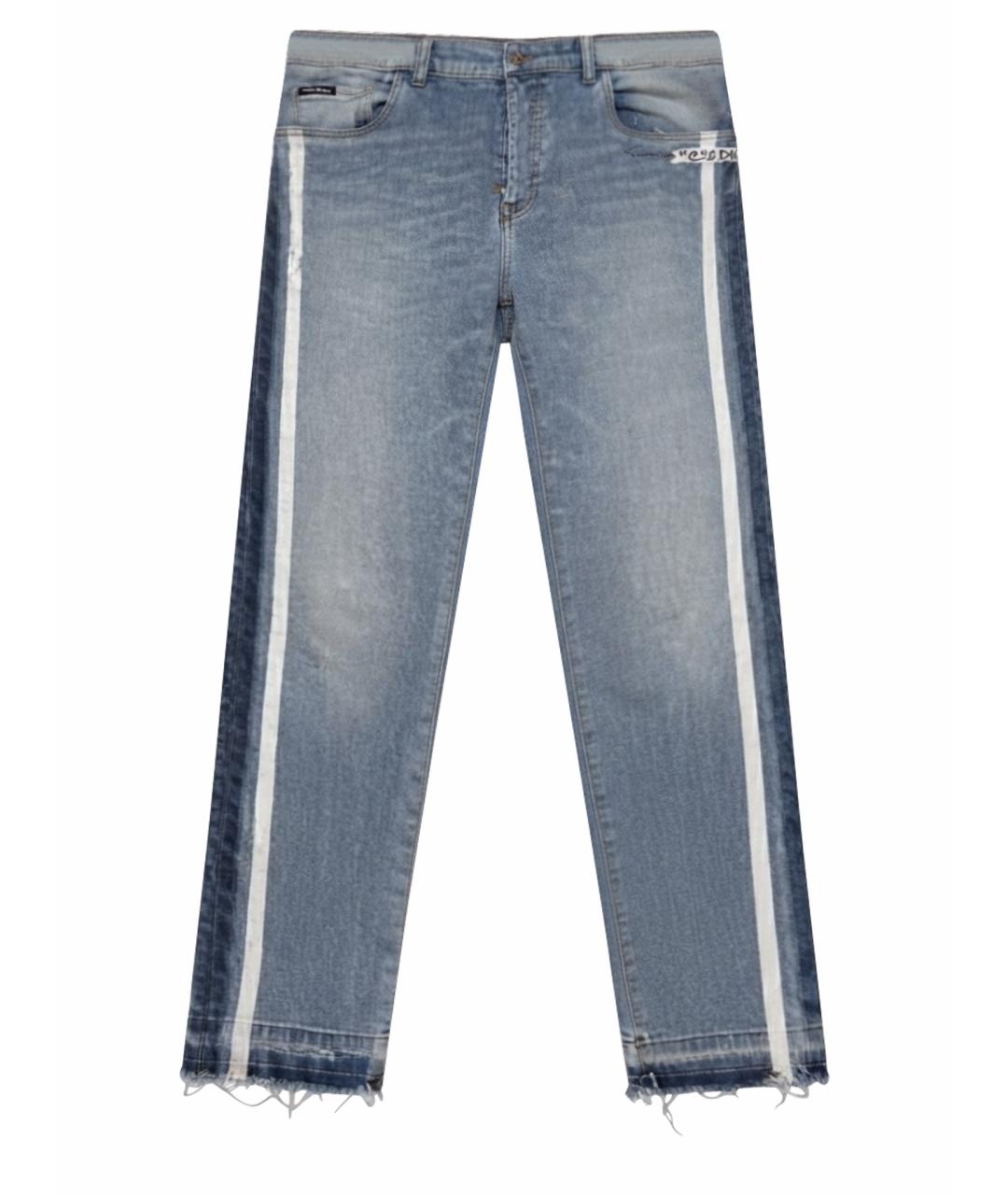 DOLCE&GABBANA Голубые хлопковые прямые джинсы, фото 1