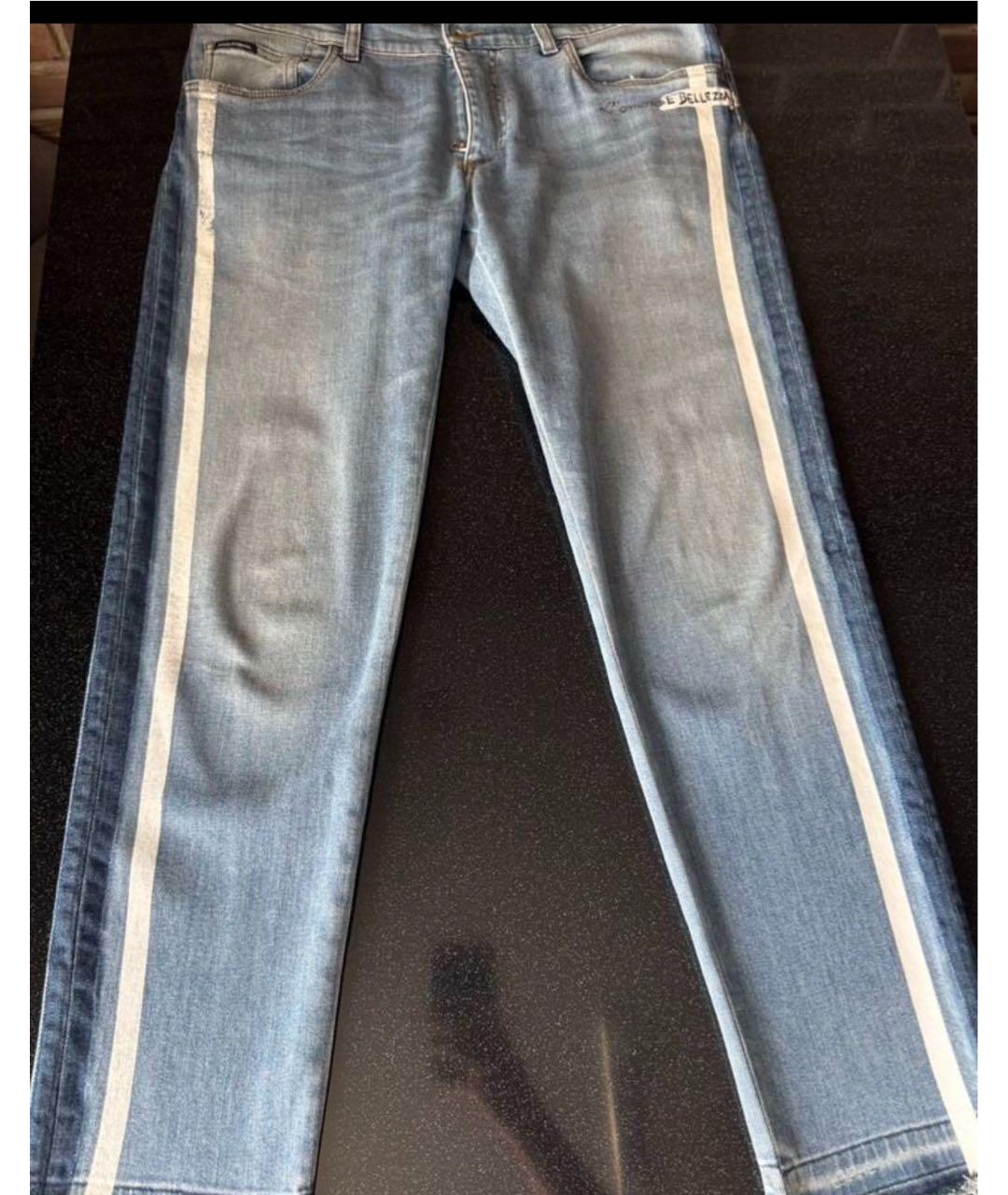DOLCE&GABBANA Голубые хлопковые прямые джинсы, фото 5