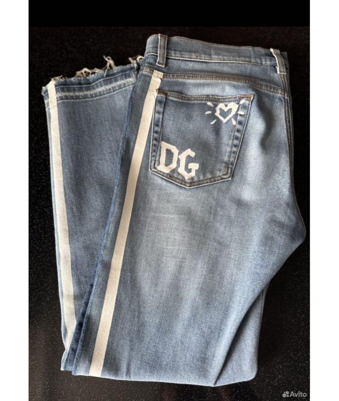 DOLCE&GABBANA Голубые хлопковые прямые джинсы, фото 2