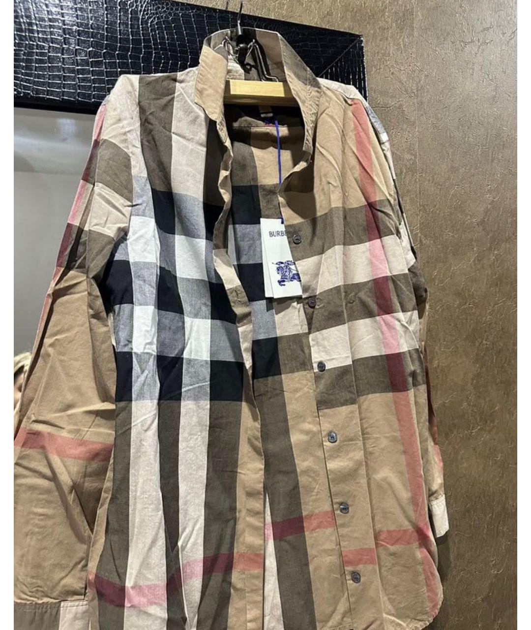 BURBERRY Коричневая хлопковая рубашка, фото 4