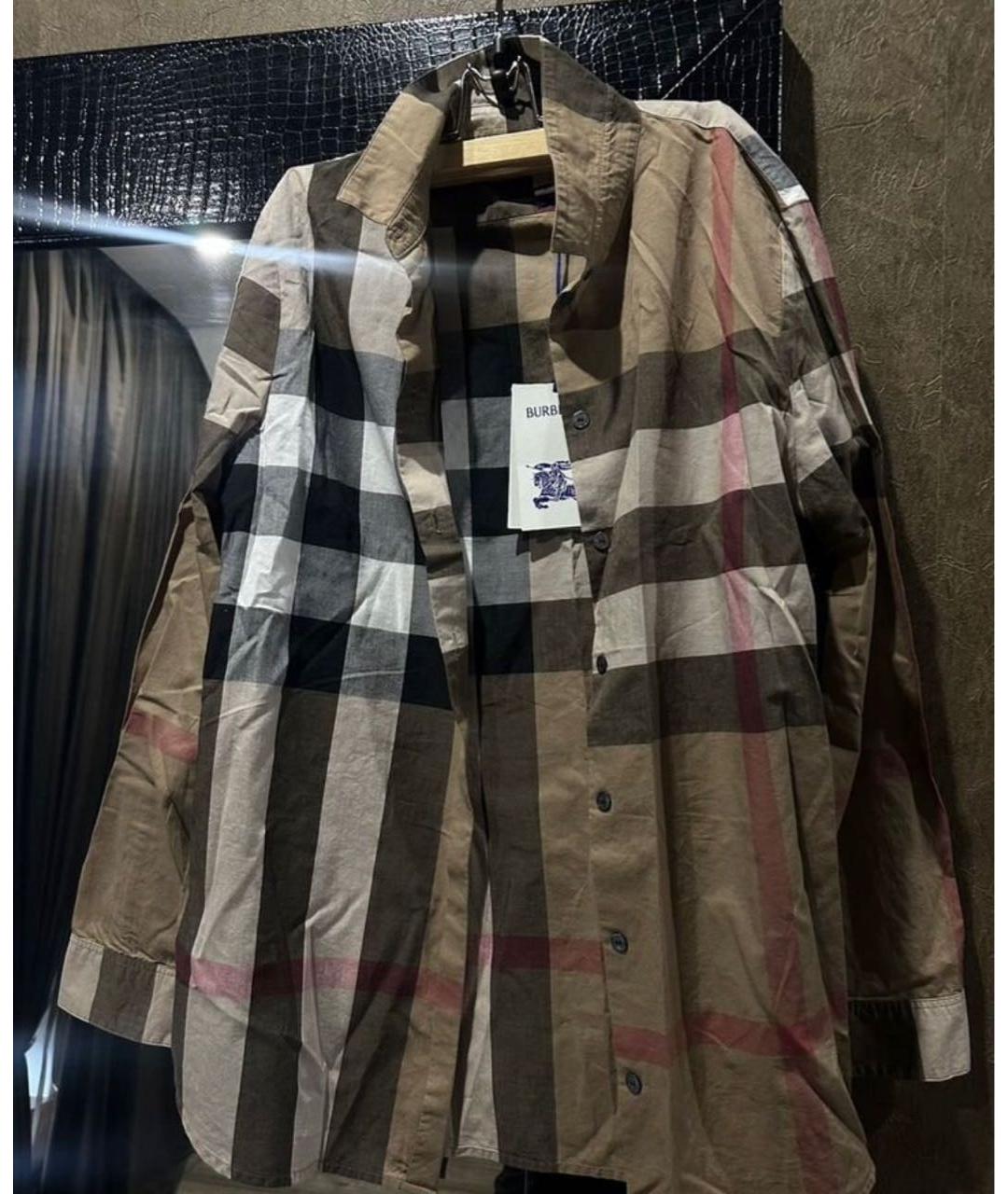BURBERRY Коричневая хлопковая рубашка, фото 2
