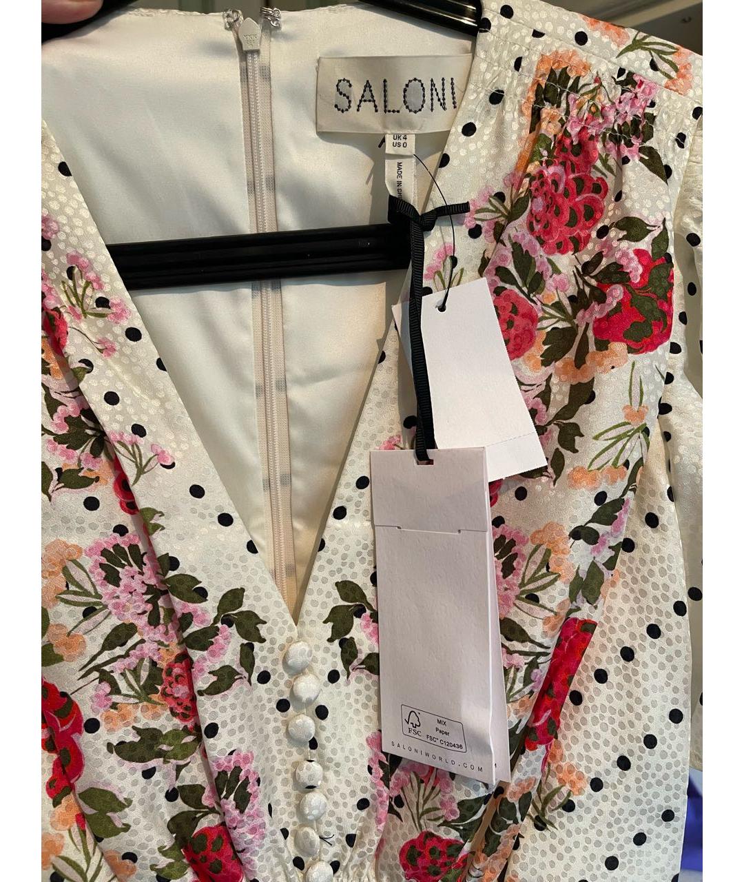 SALONI Белое шелковое повседневное платье, фото 3