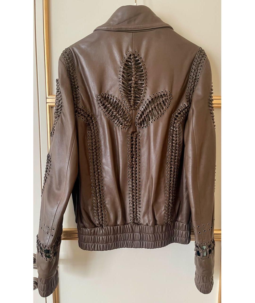 ROBERTO CAVALLI Горчичная кожаная куртка, фото 2