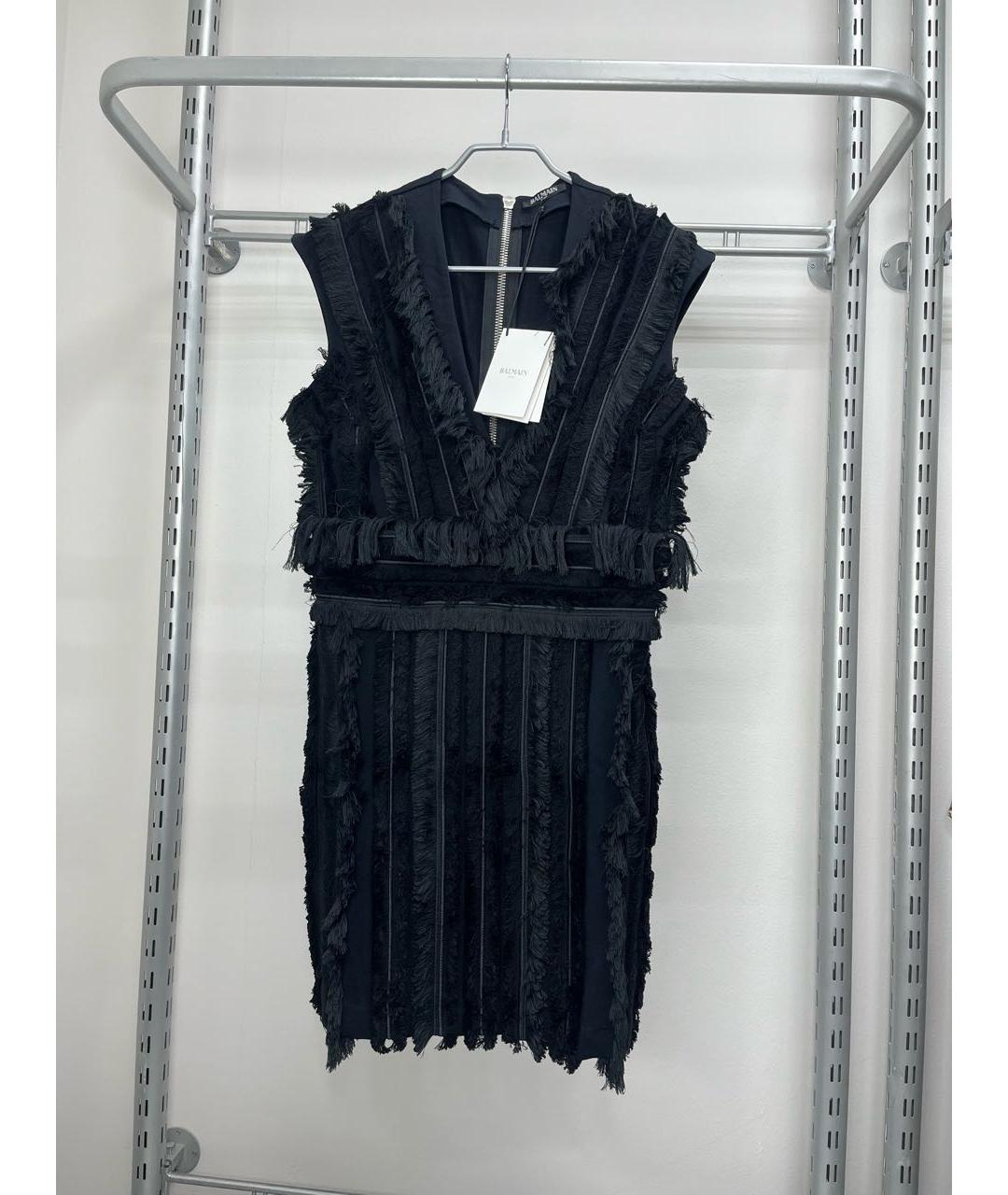 BALMAIN Черное хлопковое коктейльное платье, фото 5