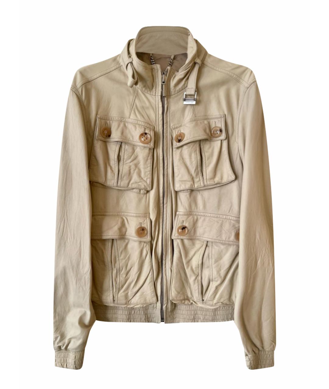 BURBERRY Бежевая кожаная куртка, фото 1
