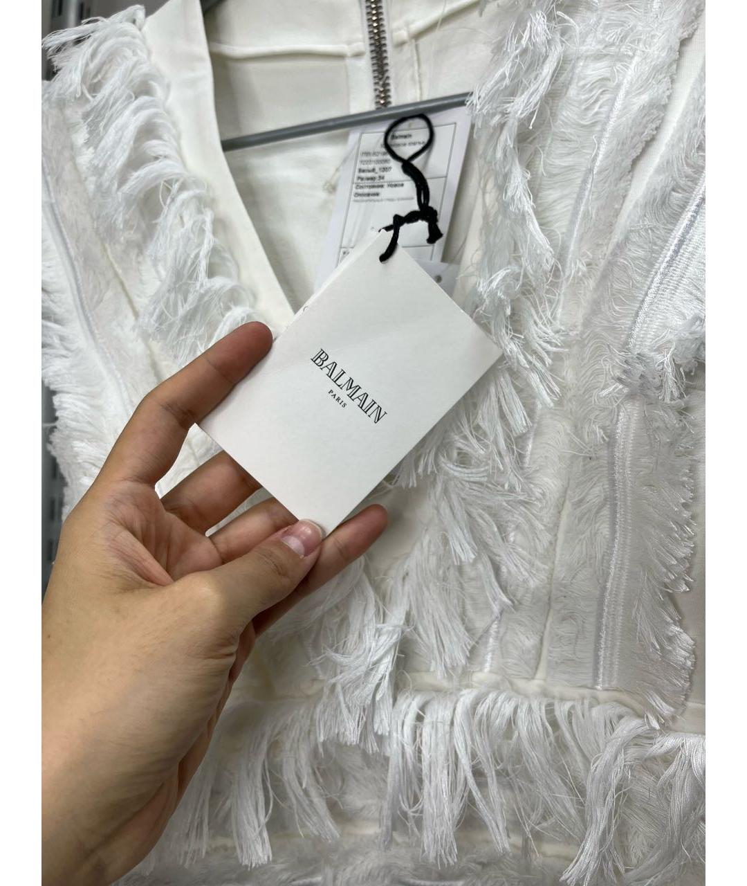 BALMAIN Белое хлопковое коктейльное платье, фото 3