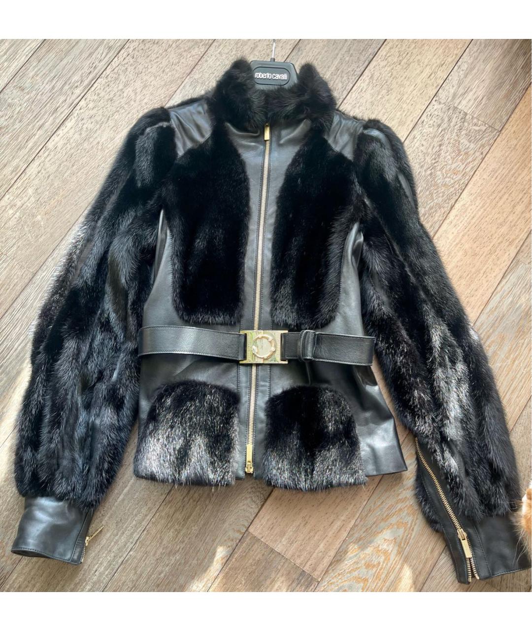 ROBERTO CAVALLI Черная кожаная куртка, фото 3