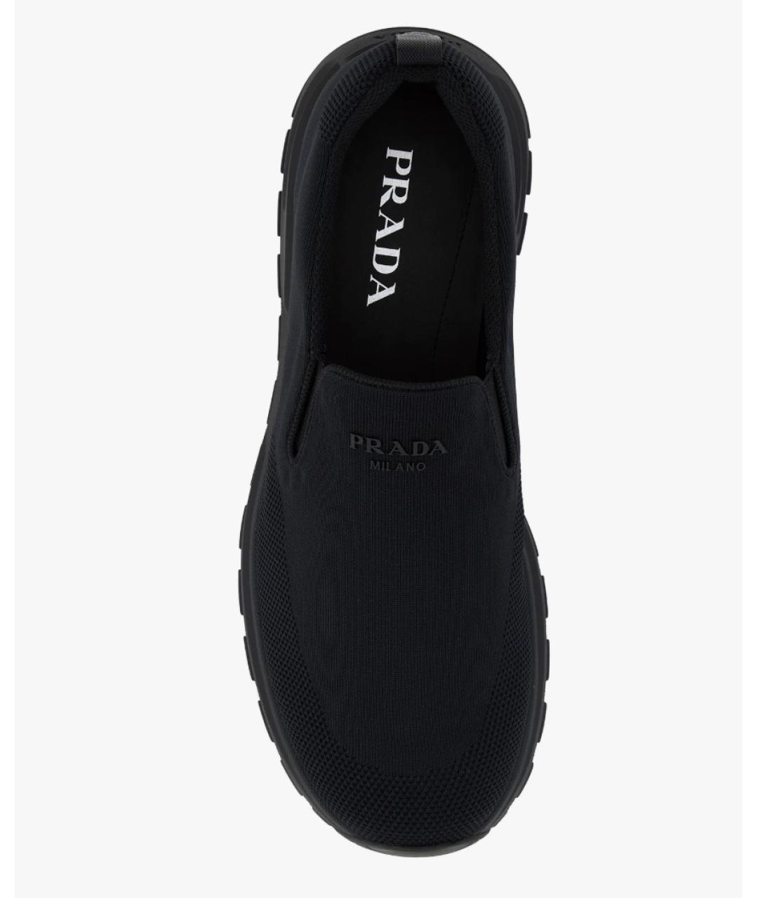 PRADA Черные текстильные низкие кроссовки / кеды, фото 4