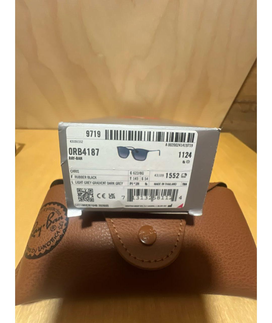 RAY BAN Черные пластиковые солнцезащитные очки, фото 5