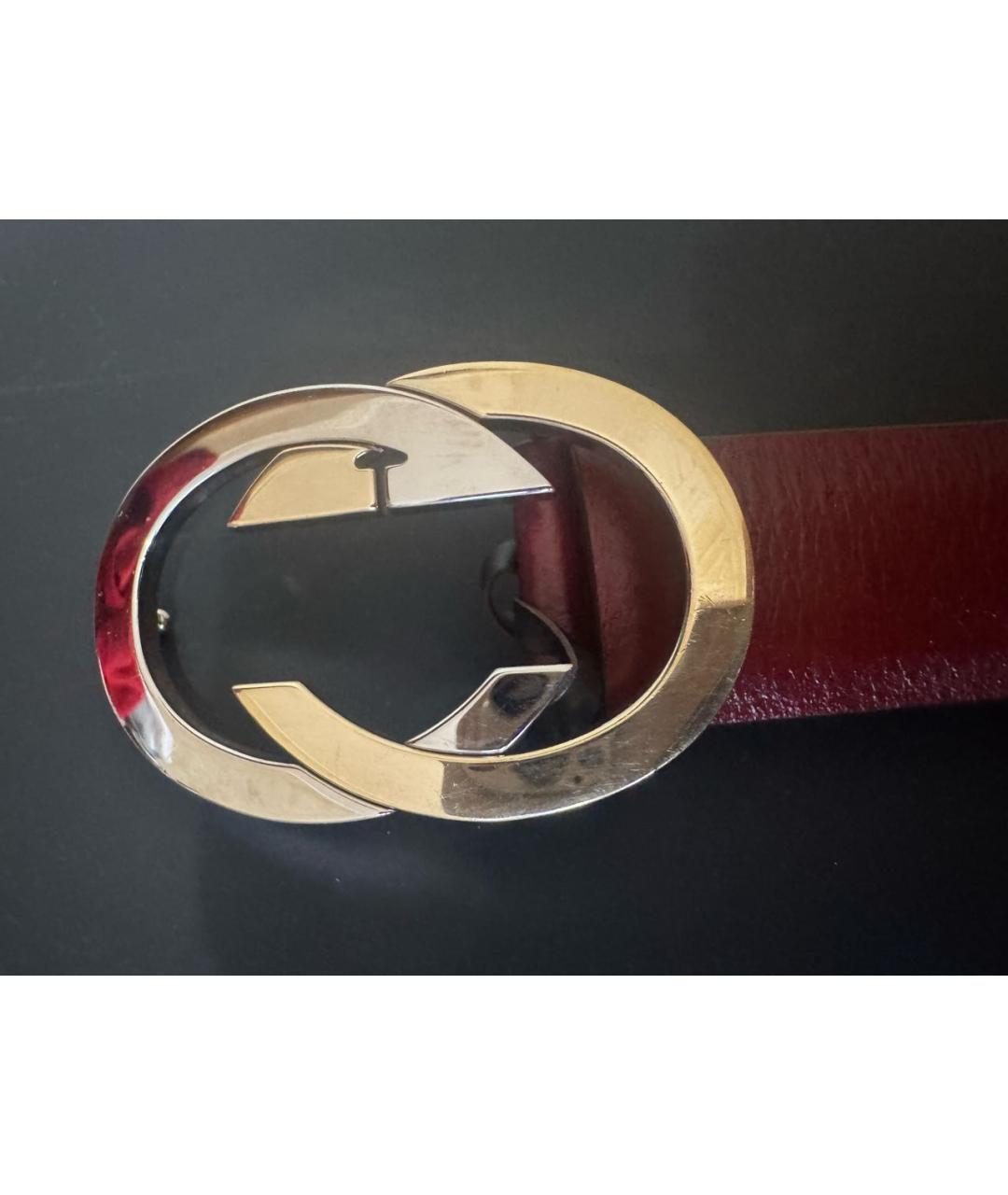 GUCCI Бордовый кожаный ремень, фото 3