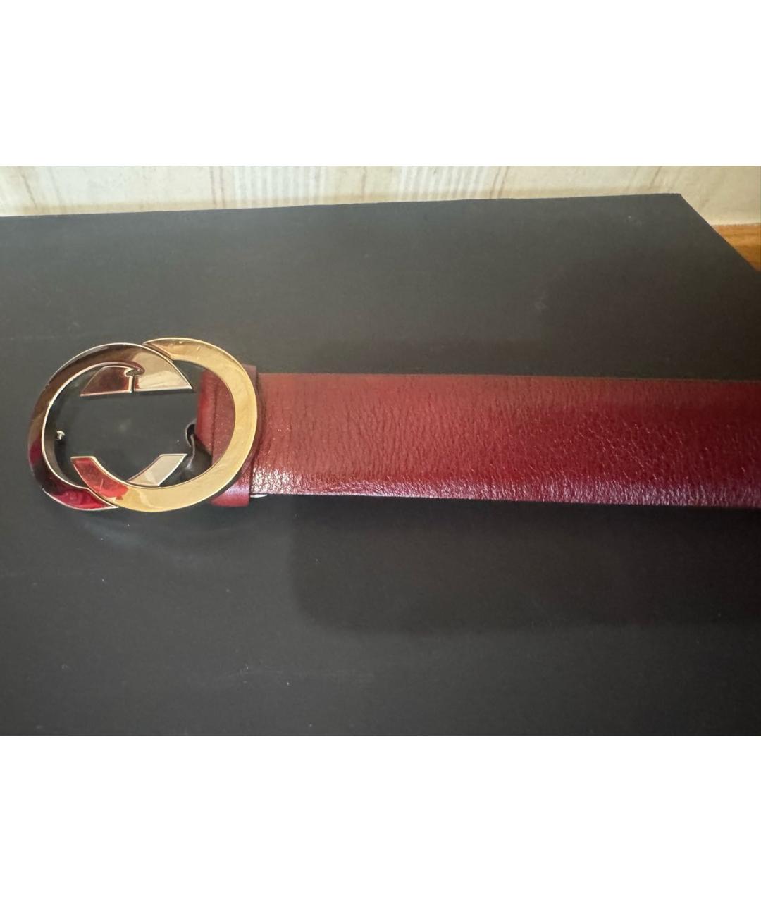 GUCCI Бордовый кожаный ремень, фото 2