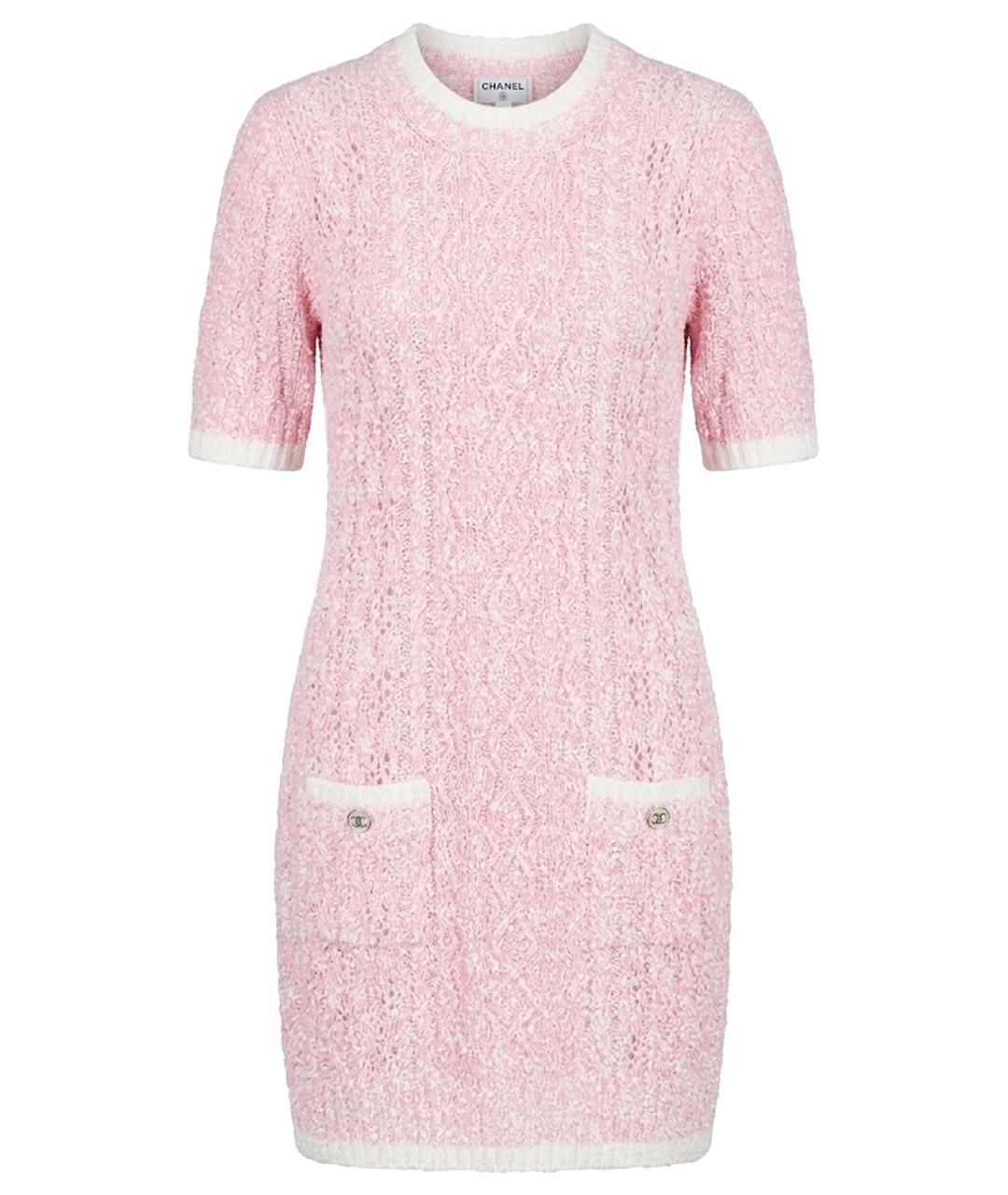 CHANEL Розовое хлопко-эластановое повседневное платье, фото 1