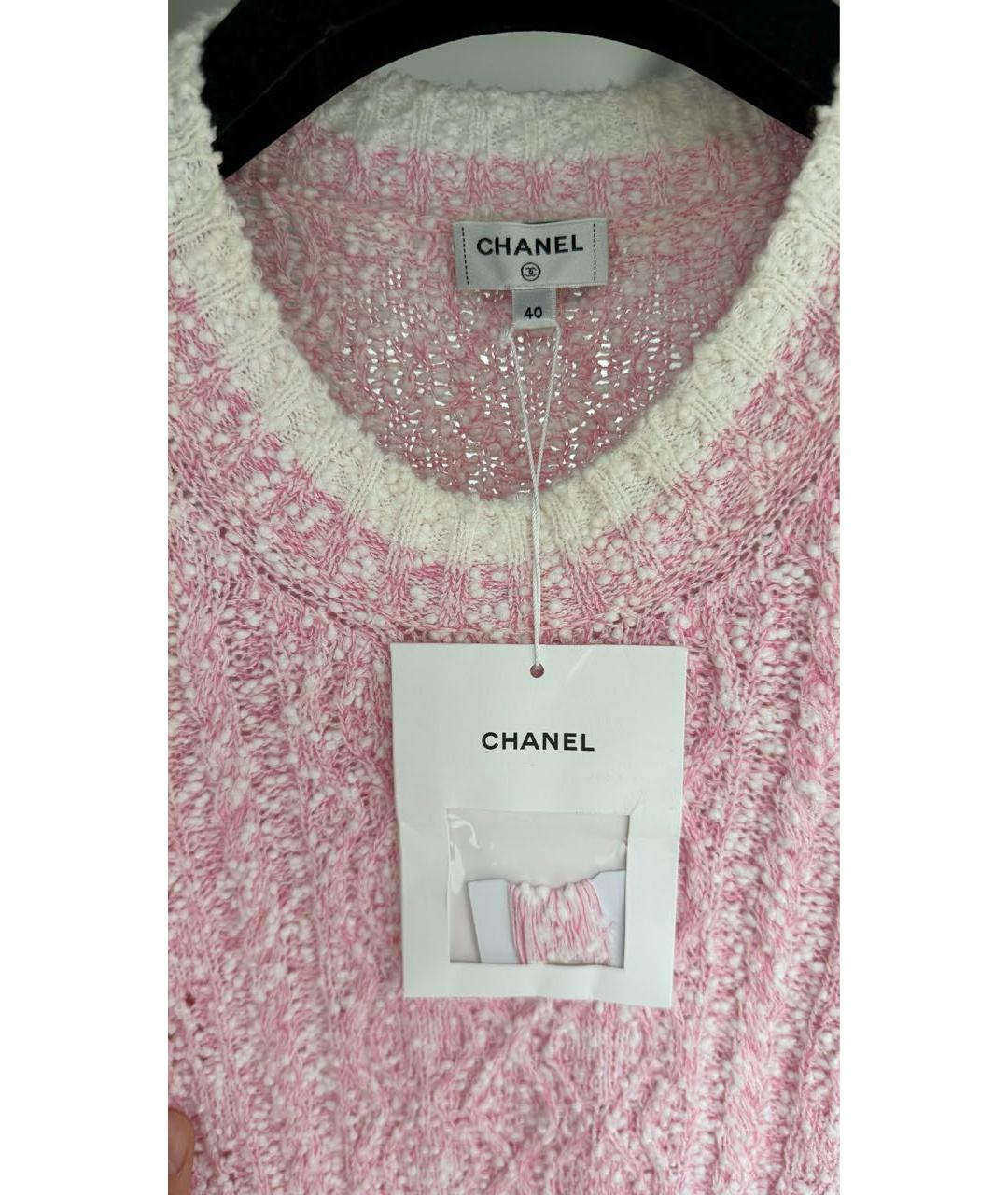 CHANEL Розовое хлопко-эластановое повседневное платье, фото 3