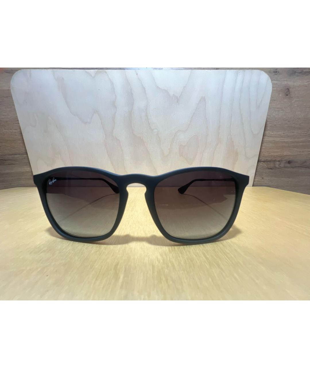 RAY BAN Черные пластиковые солнцезащитные очки, фото 9