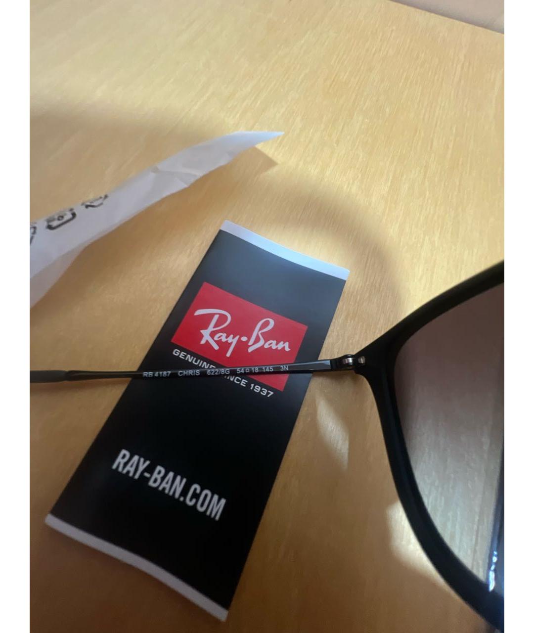 RAY BAN Черные пластиковые солнцезащитные очки, фото 6