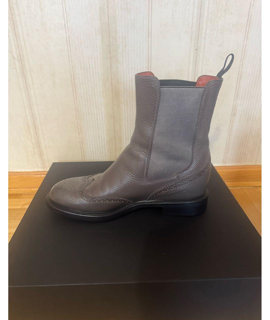 SANTONI Коричневые кожаные ботинки, фото 4