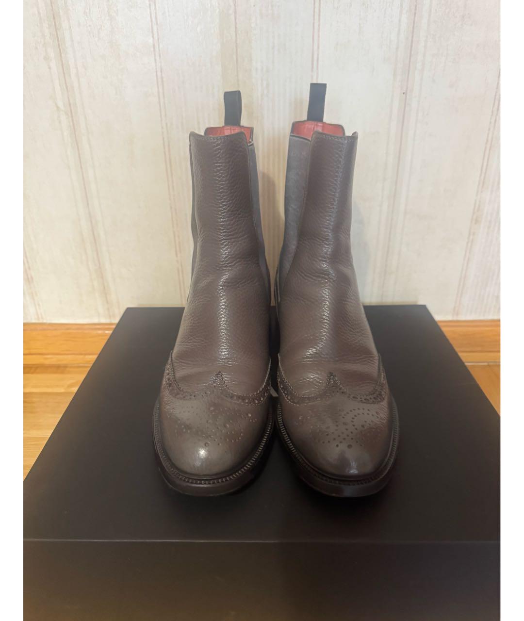 SANTONI Коричневые кожаные ботинки, фото 2