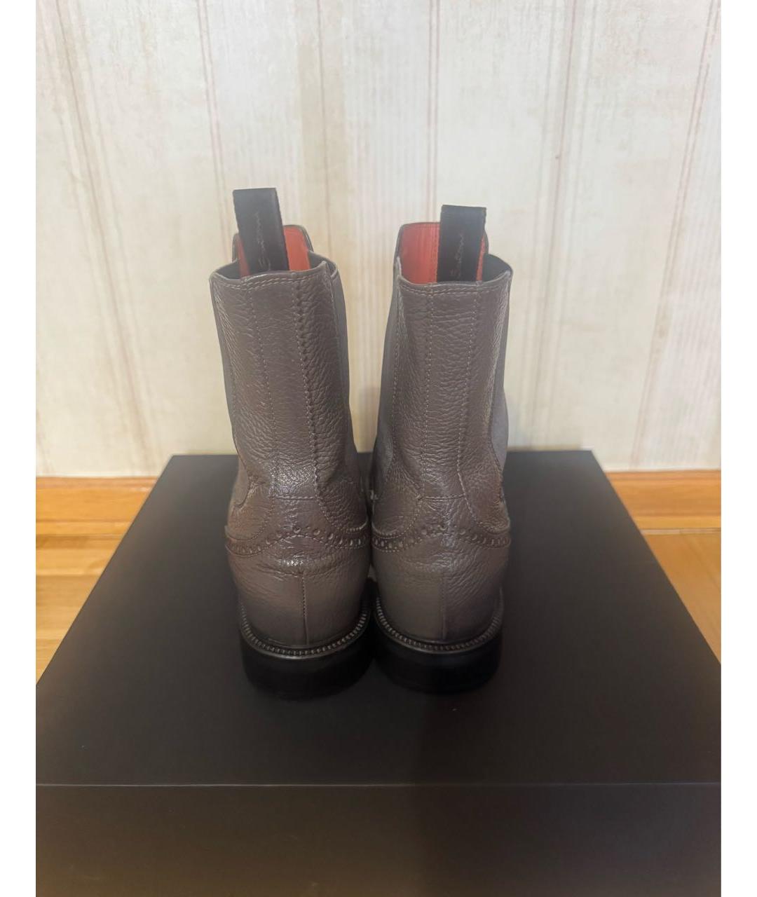SANTONI Коричневые кожаные ботинки, фото 3