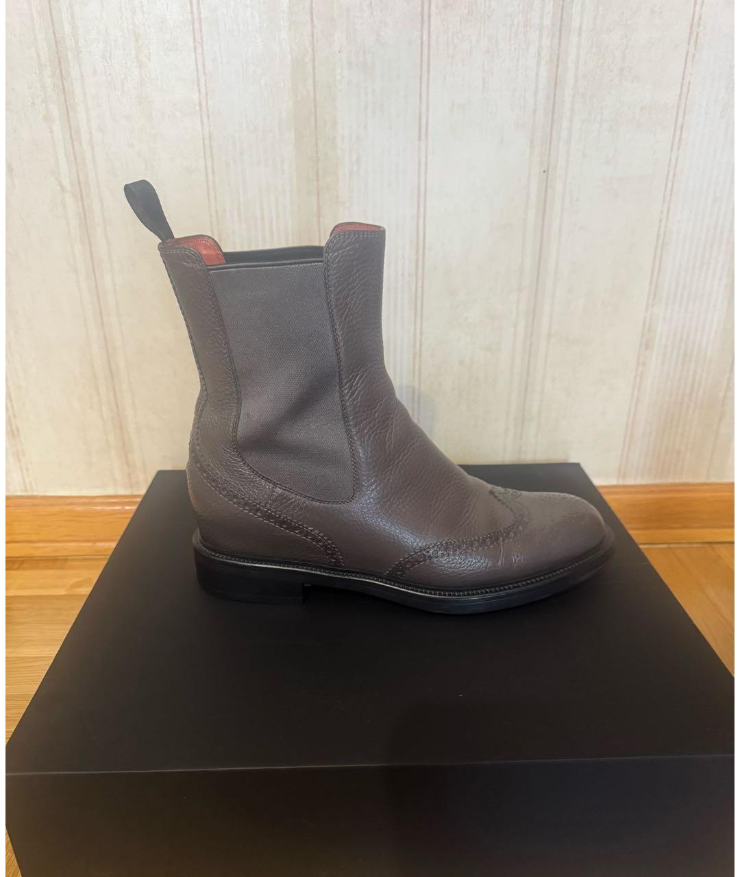 SANTONI Коричневые кожаные ботинки, фото 5