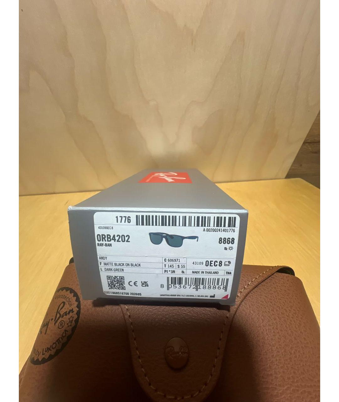 RAY BAN Черные пластиковые солнцезащитные очки, фото 5