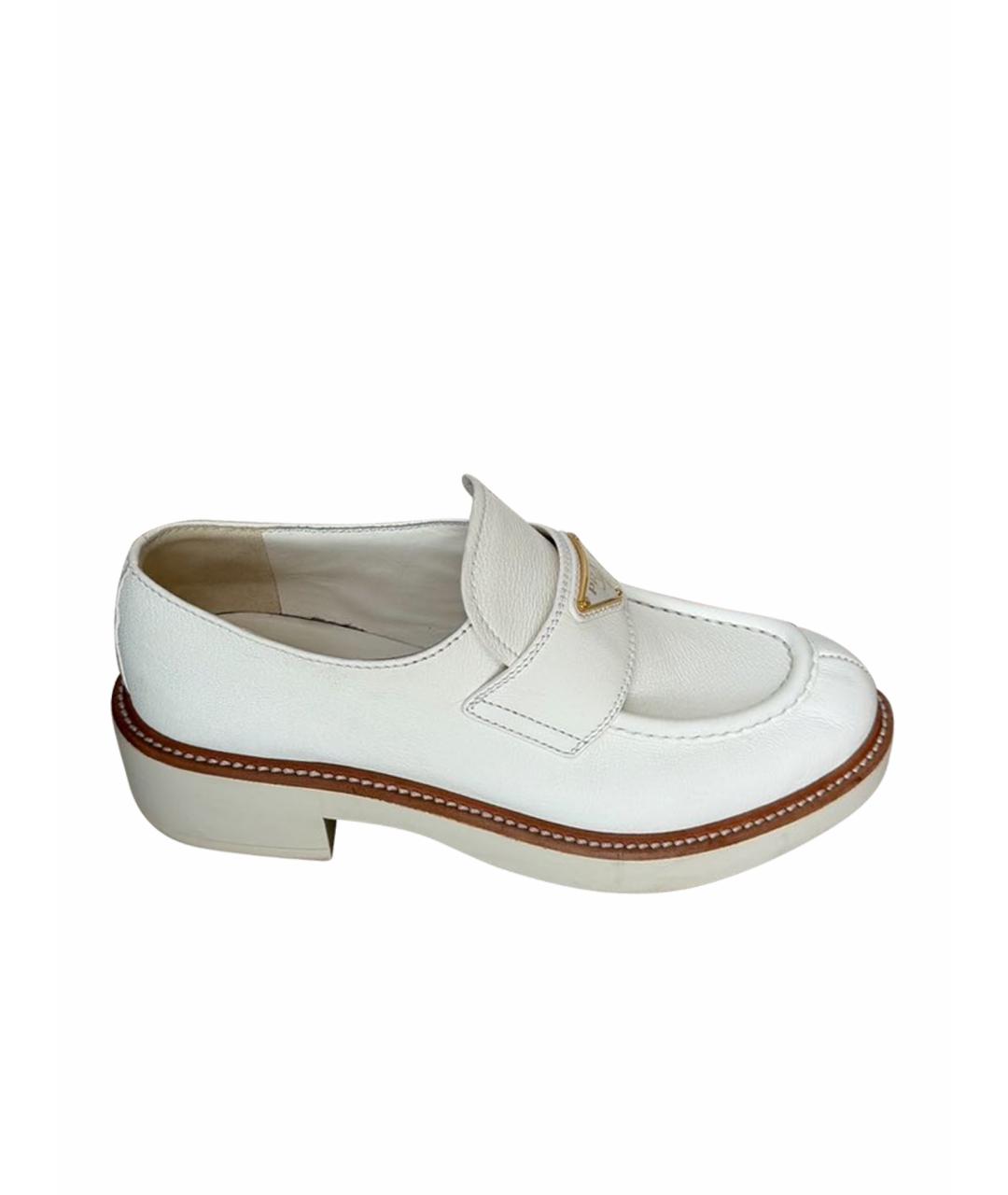 PRADA Белые кожаные лоферы, фото 5