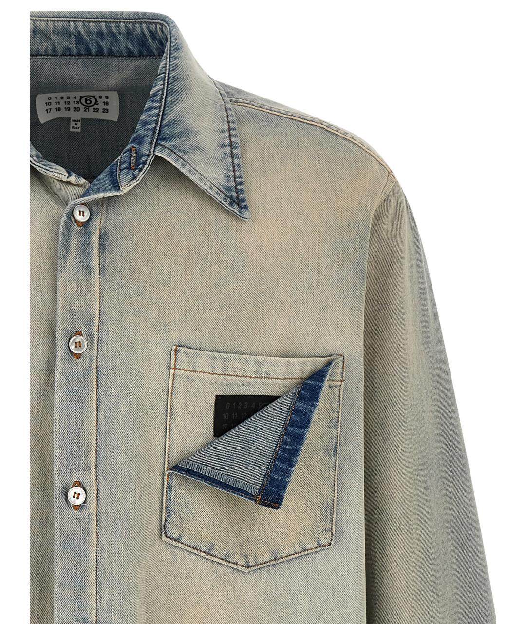 MM6 MAISON MARGIELA Голубая хлопковая кэжуал рубашка, фото 3