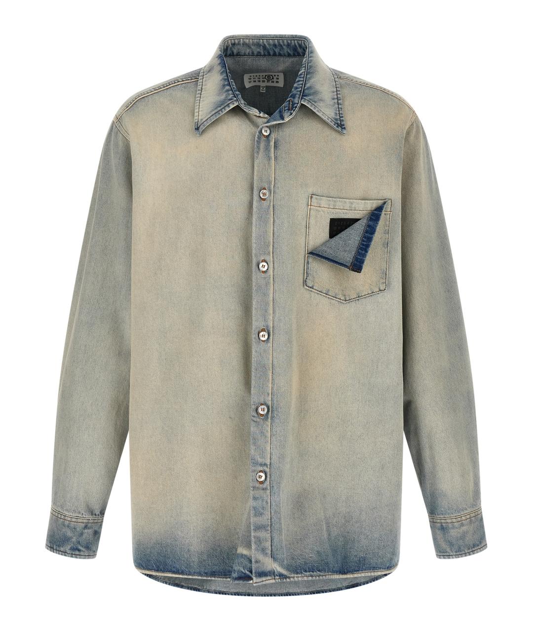 MM6 MAISON MARGIELA Голубая хлопковая кэжуал рубашка, фото 1