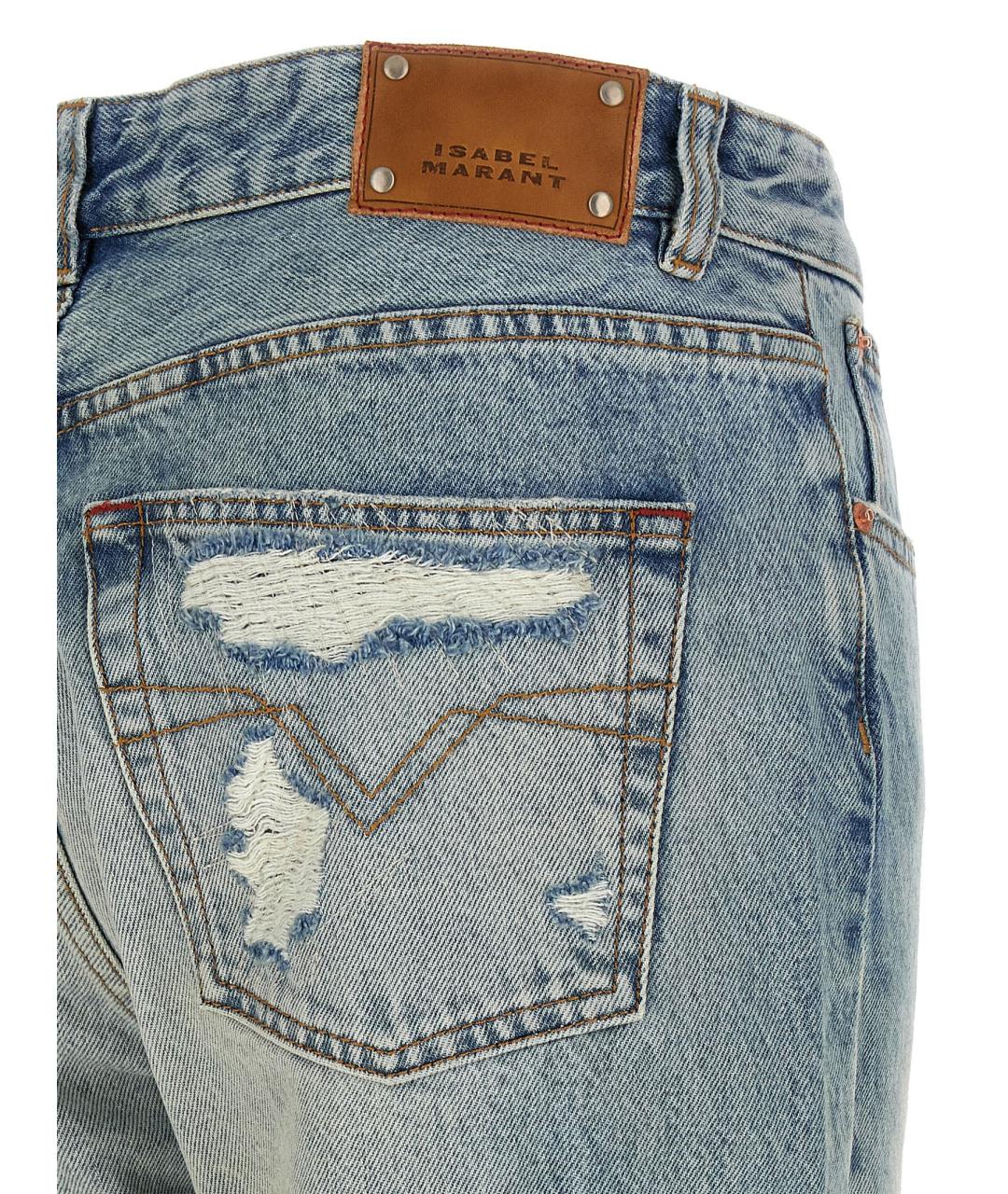ISABEL MARANT Голубые хлопковые прямые джинсы, фото 4