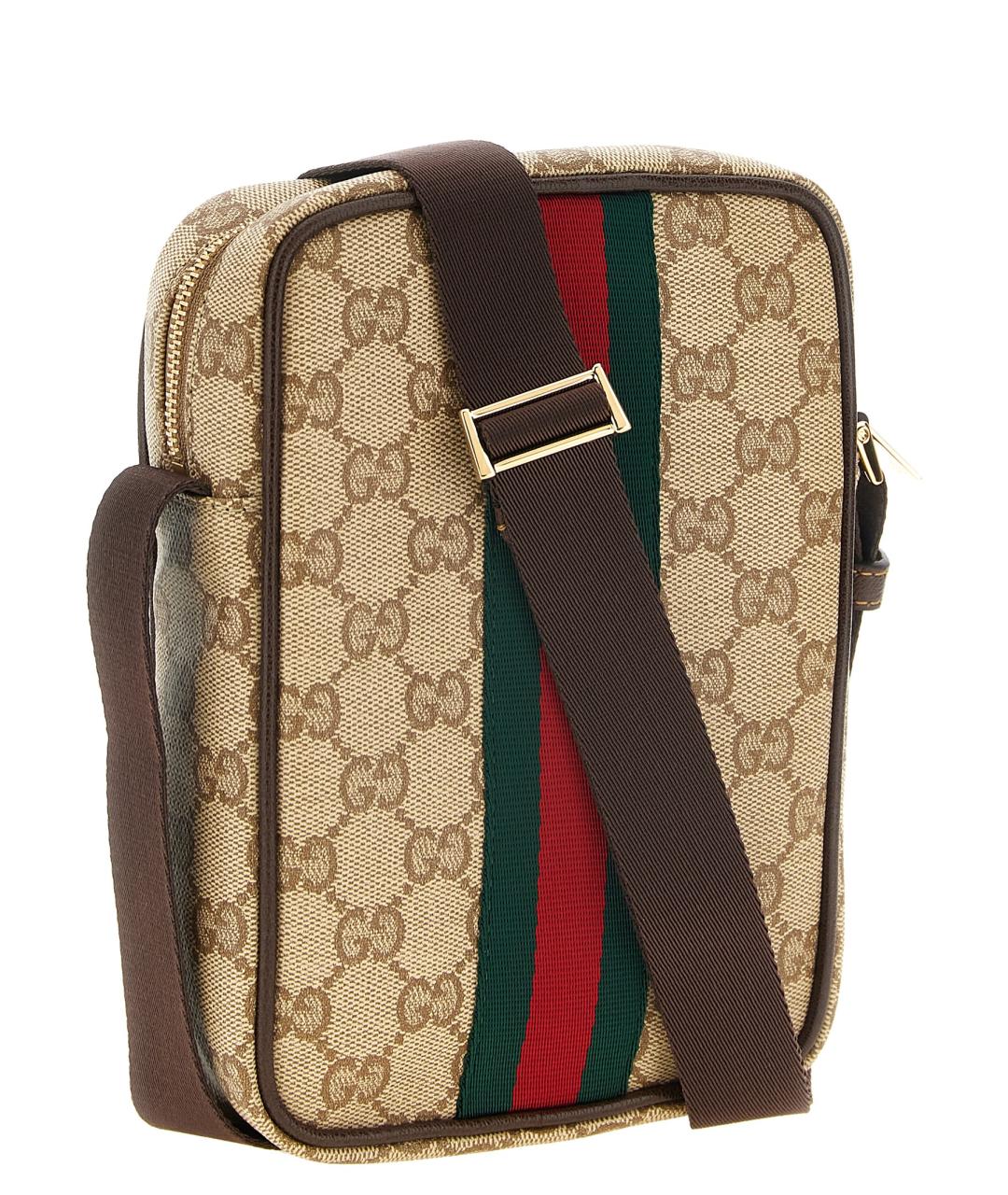 GUCCI Бежевая сумка на плечо из канвы, фото 2