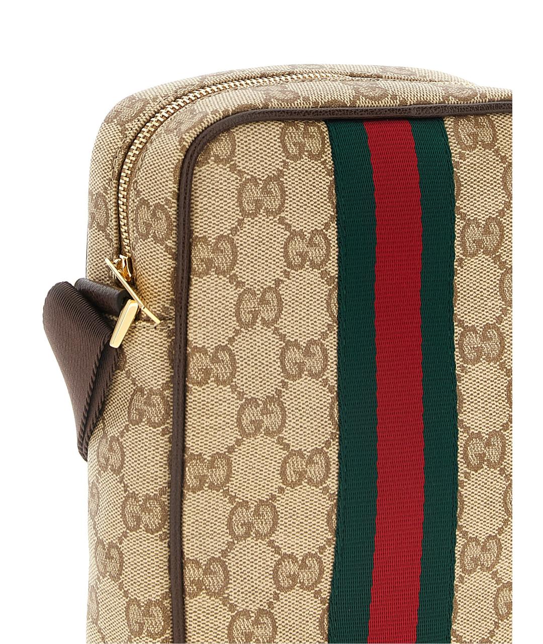 GUCCI Бежевая сумка на плечо из канвы, фото 3