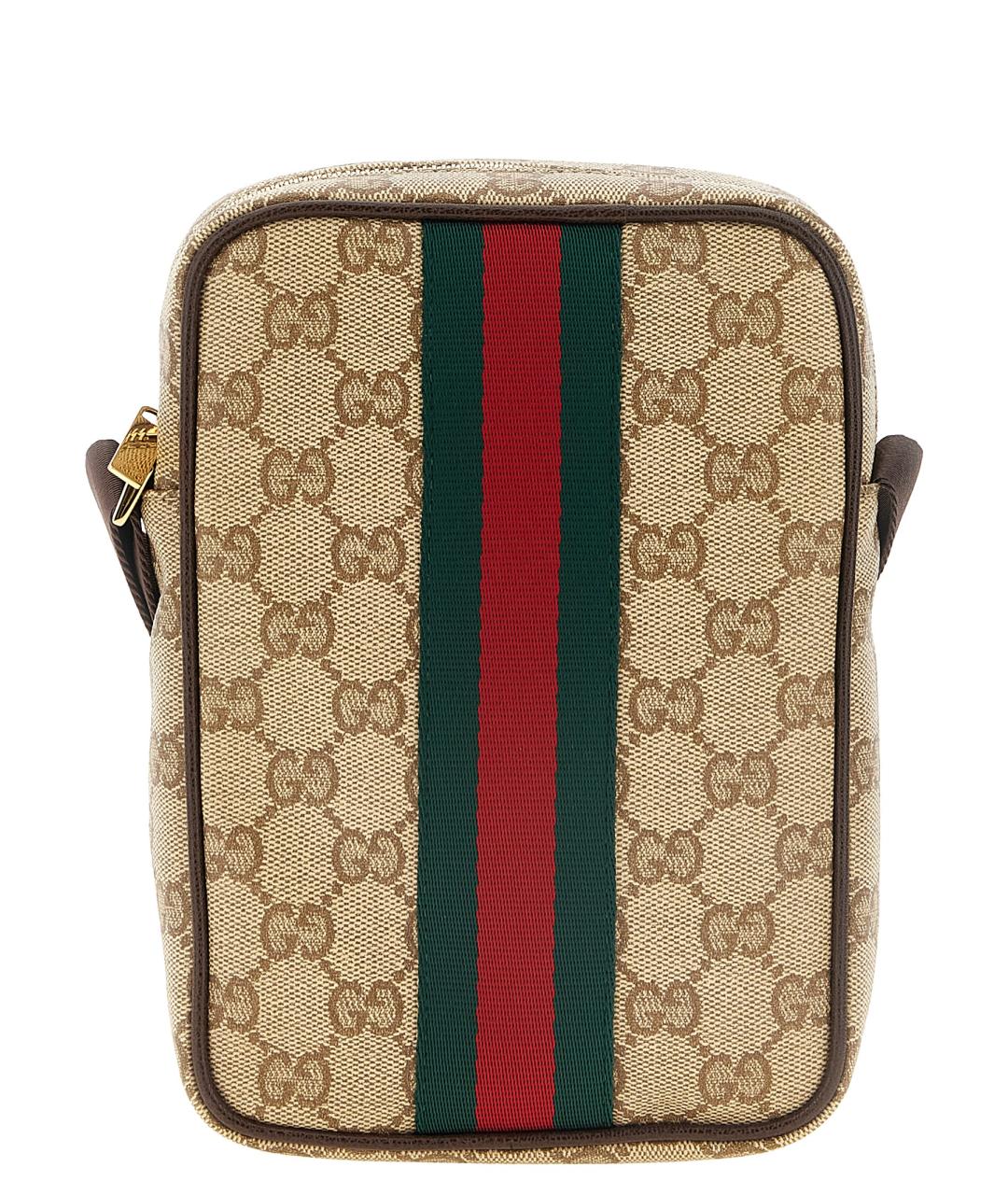 GUCCI Бежевая сумка на плечо из канвы, фото 1